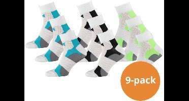 Xtreme Sockswear Fietssokken Quarter - 9 paar Witte fiets sokken - Enkelhoogte - Maat 39/42