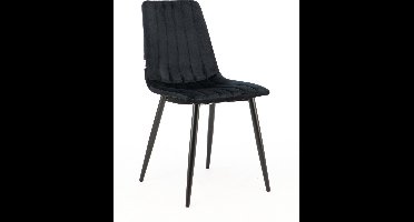 MaxxHome Eetkamerstoel - Eetkamerstoelen set van 2 - Velvet/Stoffen Stoel - Zwart