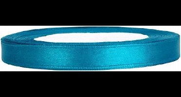 Satijn Lint, Turquoise  6 mm Breed,  1 rol van 25 yard (25 meter)