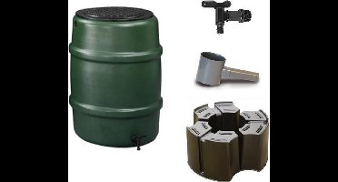 Regenton voordeelset: Harcostar 114liter groen + Harcostar standaard + Harcostar vulautomaat 70/80mm