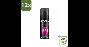 SYOSS - Uitgroeispray Zwart - Uitgroeispray - Kleurbescherming - Directe Grijsdekking - Voordeelverpakking - 12 stuks - Tijdelijke haarkleur - Haarkleur spray