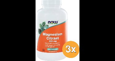 3x Now Magnesium citraat 200 mg (250 tabletten)