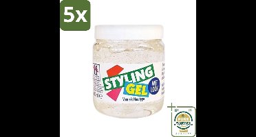 5 x Hegron - Styling Gel - Wetlook Wit - Glanzende Afwerking - 150 ml - Grootverpakking - Styling Gel - Wetlook Gel - Glans Haar - Haar Fixatie - Haar Stijl