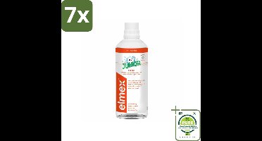 7 x Elmex Mondspoeling Junior (5-12 Jaar) 400 ml - Grootverpakking - Tandspoeling Voor Jongeren - Gaatjesbescherming - Aminfluoride - Beugelbescherming - Alcoholvrije Tandspoeling