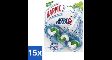 15 x Harpic Active Fresh - Toiletblok - Limoen - Met Bleek - 1 Blok - Toiletblok - Toilet Reinigen - Bleek - Limoen - Toilet Hygiëne