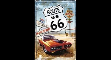 Route 66 Main Street Metalen Postcard 10 x 14 cm .