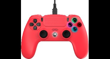 Freaks and Geeks Controller - Verlichte Knoppen - Vibratie - Touchpad - 3.5mm Jack - Rood - PS4