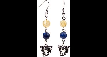 Oorbellen Lapis Lazuli/Rutielkwarts met Ganesha