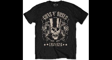 Guns N' Roses - Top Hat, Skull & Pistols Las Vegas Heren T-shirt - S - Zwart