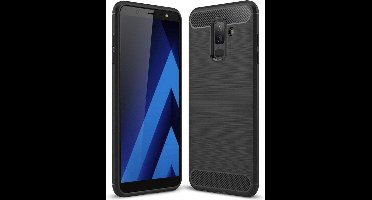 DrPhone BCR1 Geborsteld TPU case - Ultimate Drop Proof Siliconen Case - Carbon fiber Look - Geschikt voor A6+(Plus) Hoesje - Zwart
