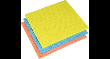 Magic Clean Sponsdoekjes - Natuurlijk Elastisch - Absorberend - 18 x 20 cm - 3 stuks - Vrolijke Kleuren