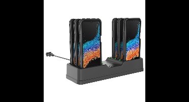 RAM 6-Port Charging Dock Geschikt voor Samsung XCover6 Pro met case - Zwart