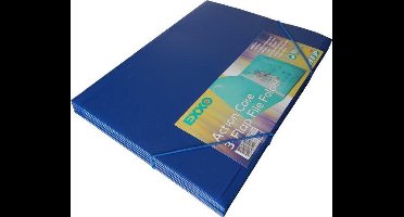 EXXO-HFP #51228 - A4 Elastomap met 3 Kleppen - Transparant Polyprop - Marine Blauw - 20 stuks
