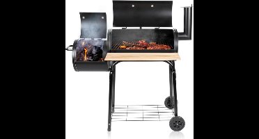 Smoker Barbecue Met Aparte Rookkamer En Instelbare Schoorsteen - Grote BBQ Smoker Voor Low And Slow Grillen - 104x58x114 Cm Zwart