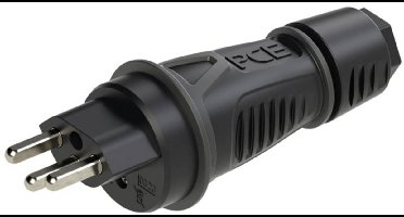 PC Electric 0323-ss Stekker met randaarde PA6, TPE 250 V Zwart IP55
