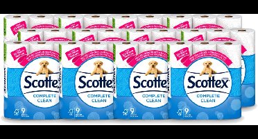 12 x Page Scottex – Toiletpapier – Complete Clean 2-laags – 9 rollen - Voordeelverpakking - 12 stuks