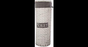Cosy&Trendy Opbergmand 'toilet' riet met grijze stof 17x16x47 cm