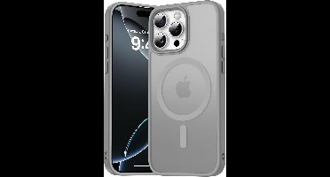 Hoesje Geschikt voor iPhone 16 Pro Max Hoesje Grijs - Hoesje Geschikt voor MagSafe iPhone 16 Pro Max - Shockproof Back Cover met Lens beschermer