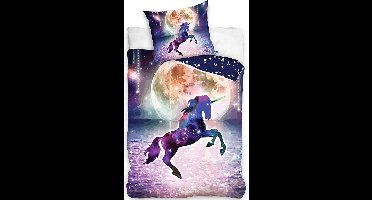 Unicorn Dekbedovertrek Moondancing - Katoen - Eenpersoons - 140x200 cm - Multi