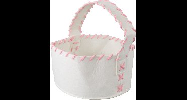 Mand | vilt | Ø20cm | 10cm | rond | offwhite/pink | 1 stuks