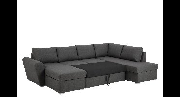 Stefan slaapbank met chaiselongue links, grijs.