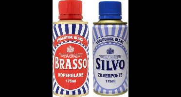 Brasso Koperpoets 175ml & Silvo silverpoets 175ml