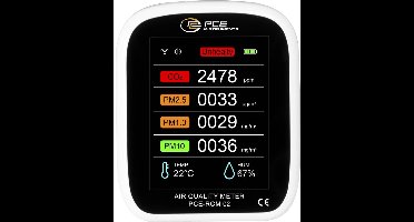 PCE Instruments PCE-RCM 02 Fijnstofmeter Luchtvochtigheid, Temperatuur, Fijnstof, Luchtdeeltjes Met temperatuurmeting,