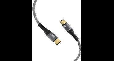EFB Elektronik USB-C-kabel 100W PD 3.0 5A E-Marker-chip 3m grijs, gouden contacten textielcoating