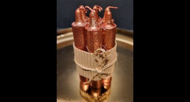 Tafelkaars Ambiance rosé 2x2x12cm 7 stuks in kartonnen wikkel met touw