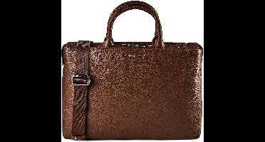 MANDARINA DUCK Leren handtas shopper met laptopvak Mellow Urban Handbag Milk Chocolate donkerbruin
