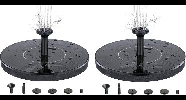 2 Pack Fontein met zonnecellen 16 cm - Zonnecelfontein/Waterfontein