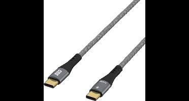 EFB Elektronik USB-C-kabel 100W PD 3.0 5A E-Marker-chip 0,5 m grijs, gouden contacten textielcoating