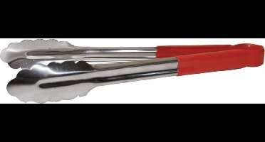 Hygiplas Serveertang / Vleestang - Kleurcode Rood - RVS - 30cm - Gladde vorm tegen bacteriën - horeca bbq tang