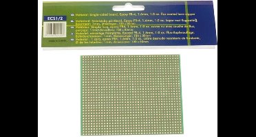 Velleman Eurocard, 100 x 80 mm, 1 contact per eiland, enkelzijdig, eurodin DIN41612 en DIN41617, epoxy FR-4, groen