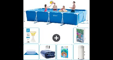 Intex Rechthoekig Frame Zwembad - 450 x 220 x 84 cm - Blauw - Inclusief Grondzeil - Solarzeil - Speelgoed - Zwembadfilterpomp - 7-delig