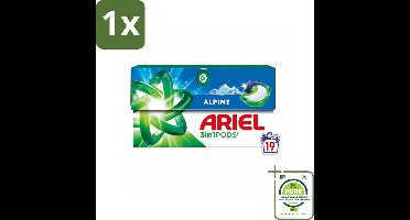 1 x Ariel - 3in1 Wasmiddel Pods - Alpine - 19 Pods - Wasmiddel - Wascapsules - Ariel - Alpine Geur - Vlekkenverwijderaar