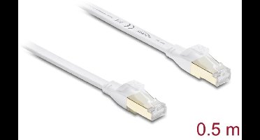 Delock RJ45 Flat Patch Cable Cat.8.1 U/FTP up to 40 Gbps 0.5 m white