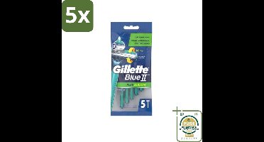 5 x Gillette Blue II - Plus Slalom - Wegwerpscheermesjes - 5 Scheermesjes - Grootverpakking - Scheermesje - Wegwerpscheermesje - Glijervaring - Scherpen - Scherpen Mes