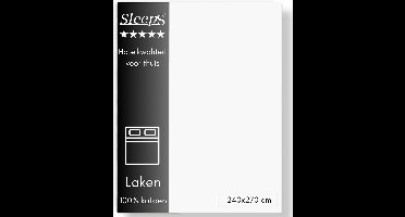 Sleeps Lakens Katoen Wit - Lits-Jumeaux 240 x 270 cm - 100% Katoen - Hoogwaardig Hotelkwaliteit - Heerlijk Zacht