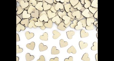 Partydeco - Confetti houten hartjes 2 x 2 cm (50 stuks)