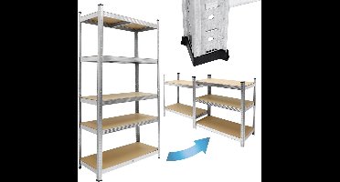 Werkplaat 200x100x50 cm, gegalvaniseerd metaal, belastbaar tot 750 kg per plaat, 5 MDF-houtvezelplaten