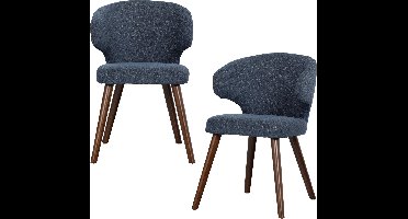 vtwonen Cape Eetkamerstoelen - Stof - Blauw - Set van 2