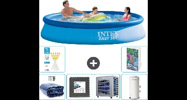 Intex Rond Opblaasbaar Easy Set Zwembad - 366 x 76 cm - Blauw - Inclusief Solarzeil - Vloertegels - Warmtepomp - Zwembadfilterpomp - 7-delig