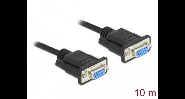 Delock Serial Cable RS-232 D-Sub 9 female to female null modem with narrow plug housing - CTS / RTS auto control - 10 m