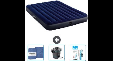 Intex Luchtbed - 2-Persoons - 152 x 203 x 25 cm cm - Blauw - Inclusief Hoeslaken - Pomp en Reparatieset