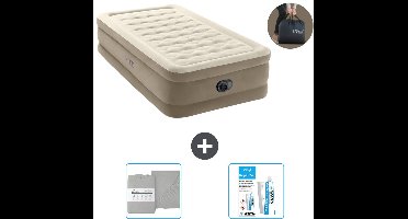 Intex Luchtbed - 1-Persoons - 99 x 191 x 46 cm - Beige - Inclusief pomp - Hoeslaken en Reparatieset