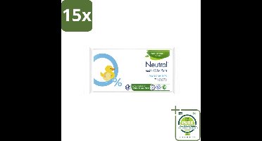 15 x Neutral - Billendoekjes - Parfumvrij - Plasticvrij - Zonder Kleurstoffen - 52 Billendoekjes - Grootverpakking - Vaatwasstrips - Baby Billetje Reinigen - Baby Handje Reinigen - Hypoallergene Doekjes - Zachte Doekjes - Veilige Baby Verzorging