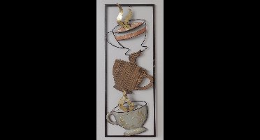 wanddecoratie - metaal schilderij - koffie - 28x73