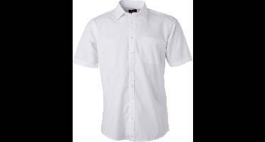 Daiber Herenshort Poplin Shirt met korte mouwen (Wit)