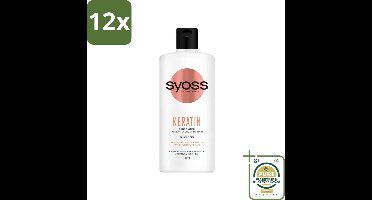 Syoss Keratin Conditioner - Crèmespoeling - Keratine - 440 ml - Voordeelverpakking - 12 stuks - Krachtig haar - Droog haar
